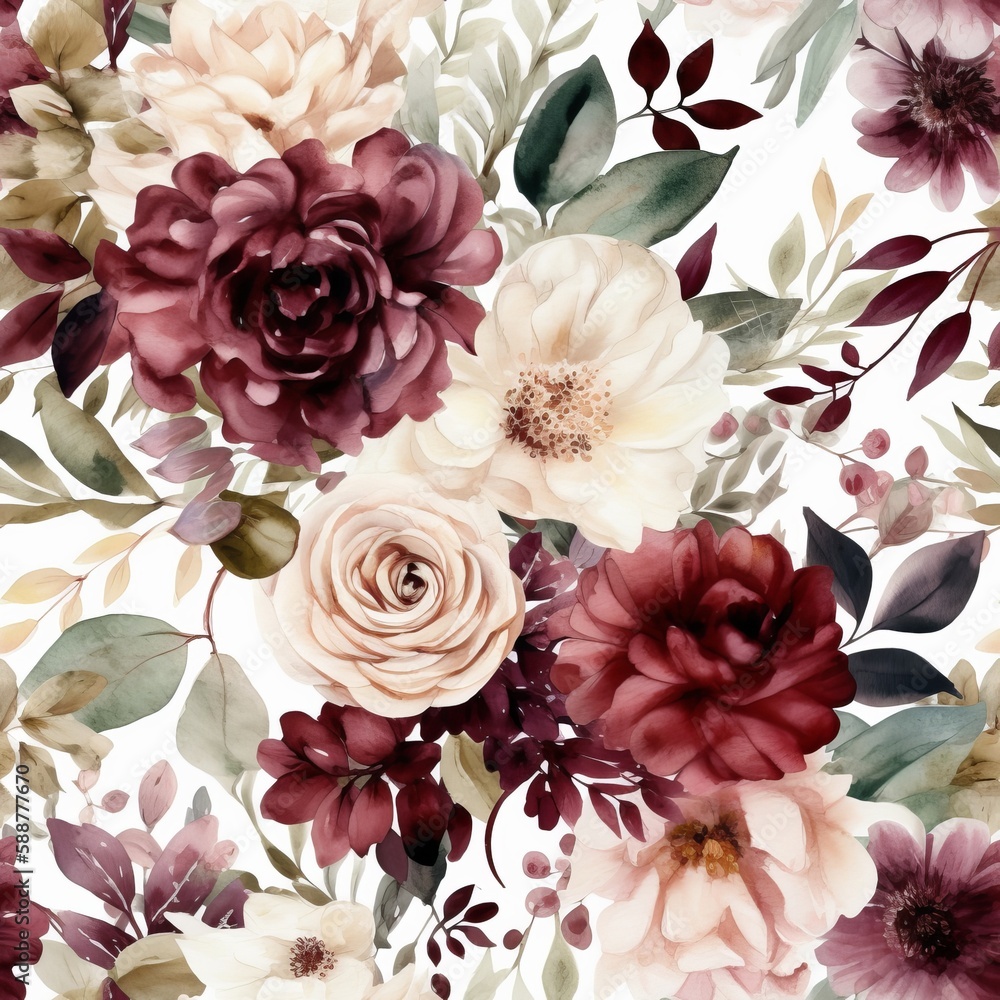 Experience the timeless beauty of lush burgundy florals paired with ...