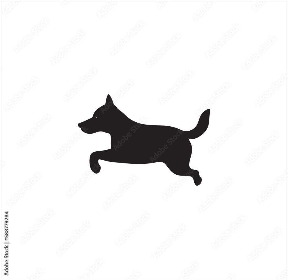  One running dog vector silhouette art.