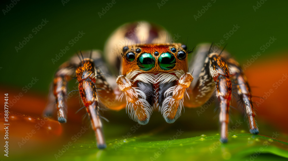 Araña saltarina común tecnica de macrofotografia Araña saltarina común tecnica de macrofotografia