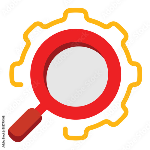 search engine icon with gear and magnifier