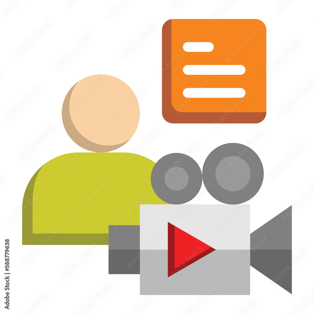 content creator icon with camera and script symbol content creator icon with camera and script symbol