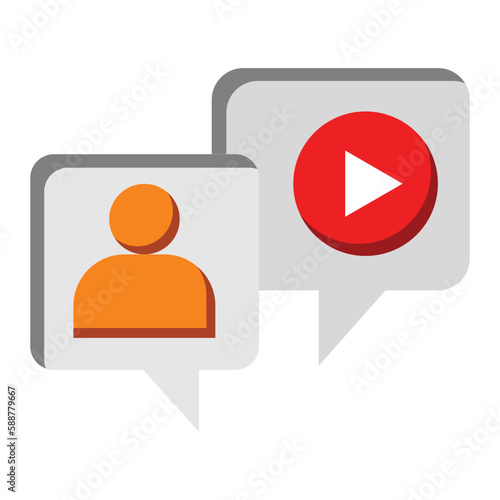 Video chat icon with bubble speech 