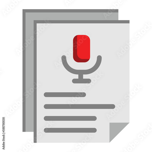 Transcript icon with microphone and paper draft