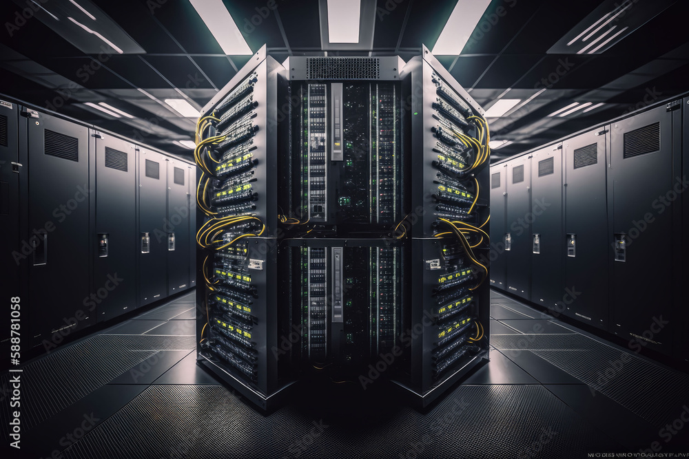 Large data center rooms with AI generation ilustração do Stock | Adobe ...