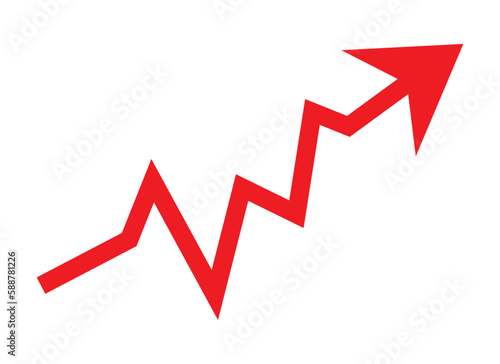 Growing business arrow on white background, Profit red arrow, Vector illustration.Business concept, growing chart. Concept of sales symbol icon with arrow moving up. Economic Arrow With Growing Trend.