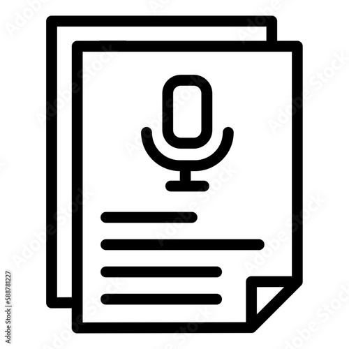 Transcript icon with microphone and paper draft