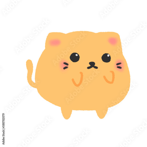 Hand-drawn Cute Orange cat  kitten  Cute animal character design in doodle style