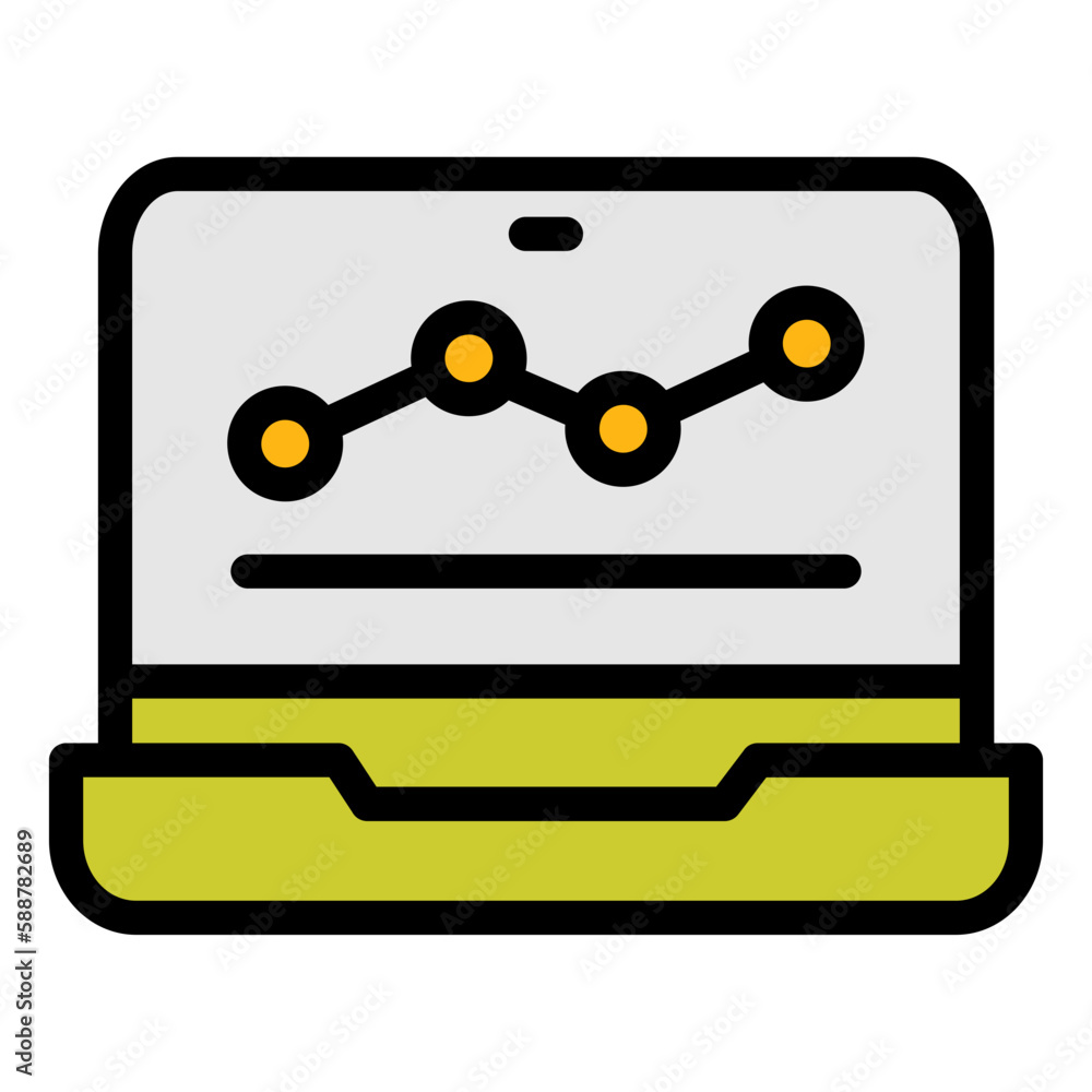 Analytics icon with laptop and statistic shape Analytics icon with laptop and statistic shape