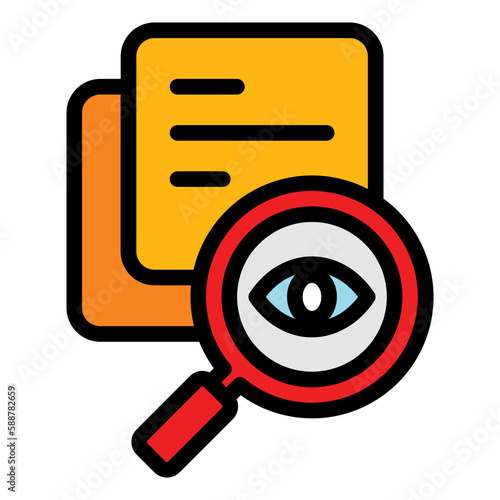 Audit icon with screen and magnifier shape