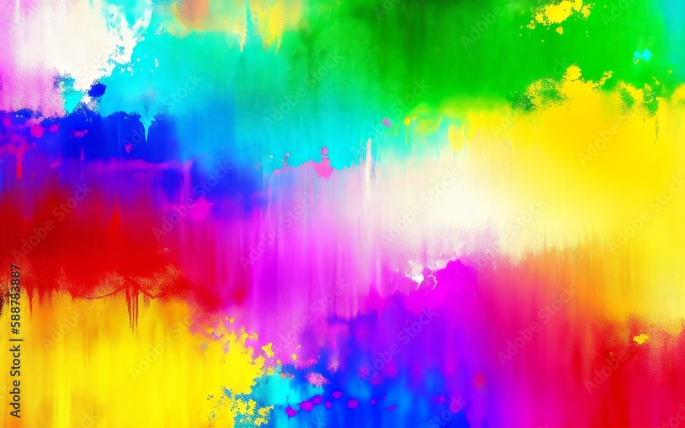The image is a multicolored grunge background with splashes of paint and abstract brush strokes. The painting is done in an abstract style with an emphasis on fields of color.
