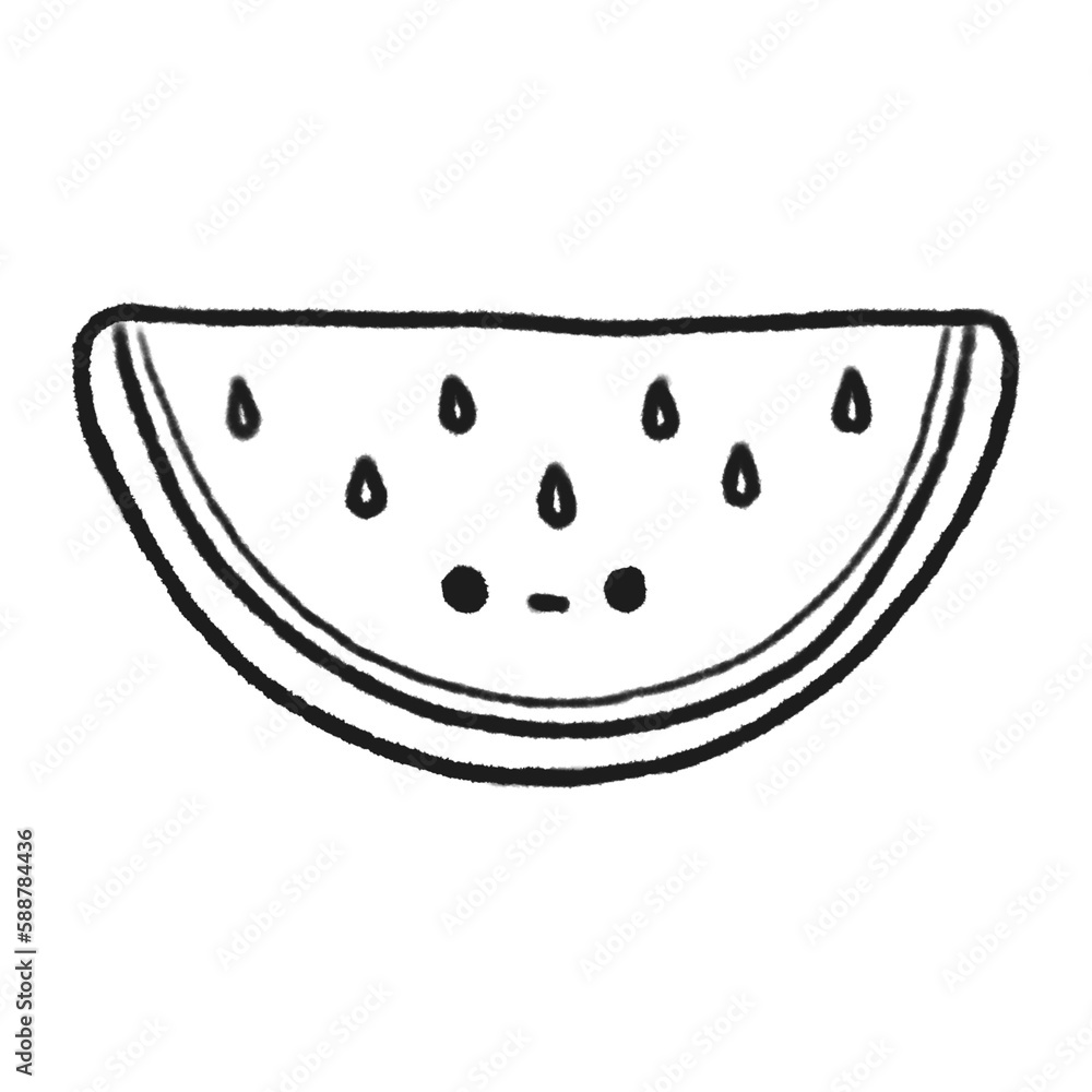 Hand-drawn Cute Line Watermelon, Cute fruit character design in doodle style Hand-drawn Cute Line Watermelon, Cute fruit character design in doodle style