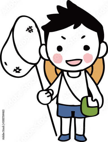 昆虫採集スタイルの男の子