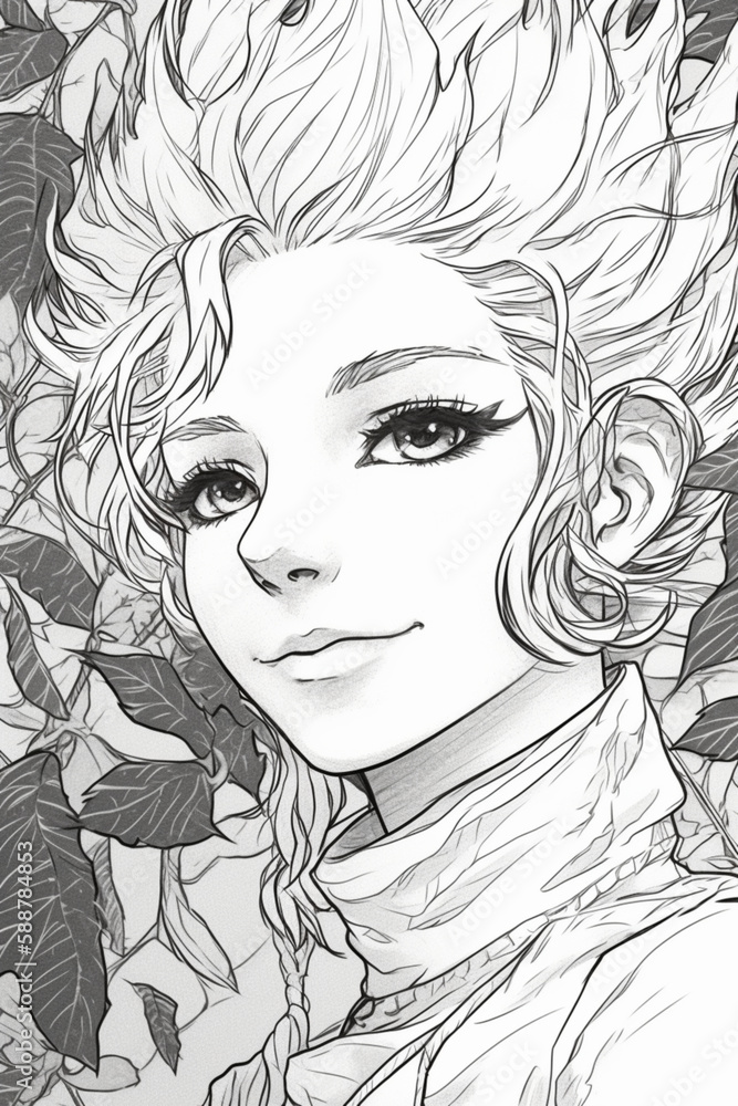 Beautiful girl with flowers in her hair Generative ai Beautiful girl with flowers in her hair Generative ai