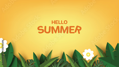 summer tropical background vector illustration, Exotic tropical leaves frame Lovely natural frame with tropical