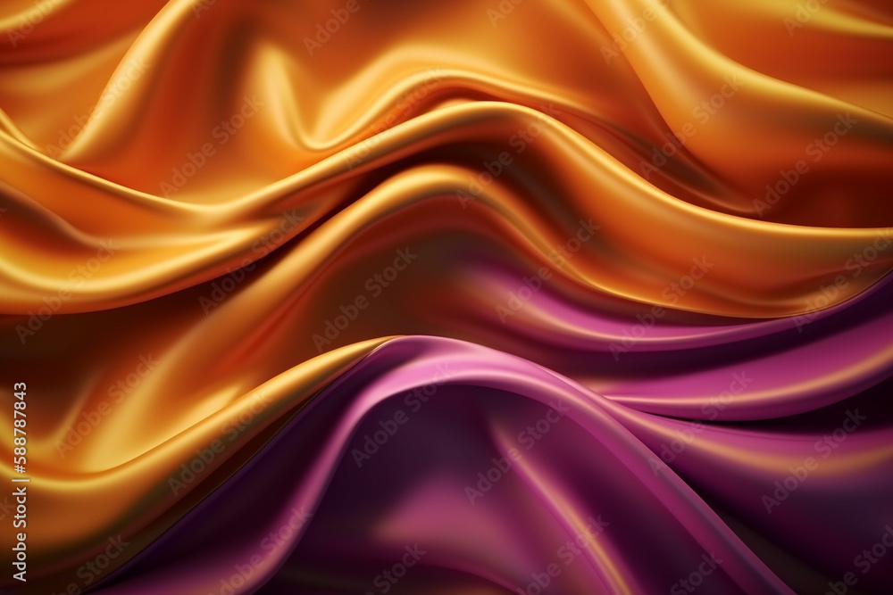 Obraz premium Silk texture background in yellow and purple colors, suitable for banners, flyers, and graphic design projects. Ai generated