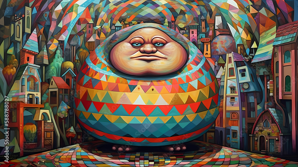 Fototapeta premium Fat man colored mosaic (Generated Ai)