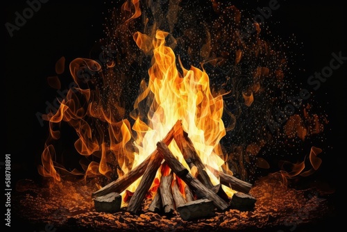 Campfire fire flames. ai generative