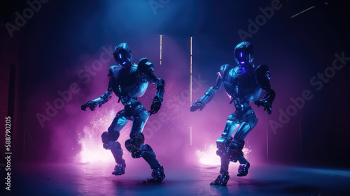 Robots dance at a nightclub. AI generated © misu