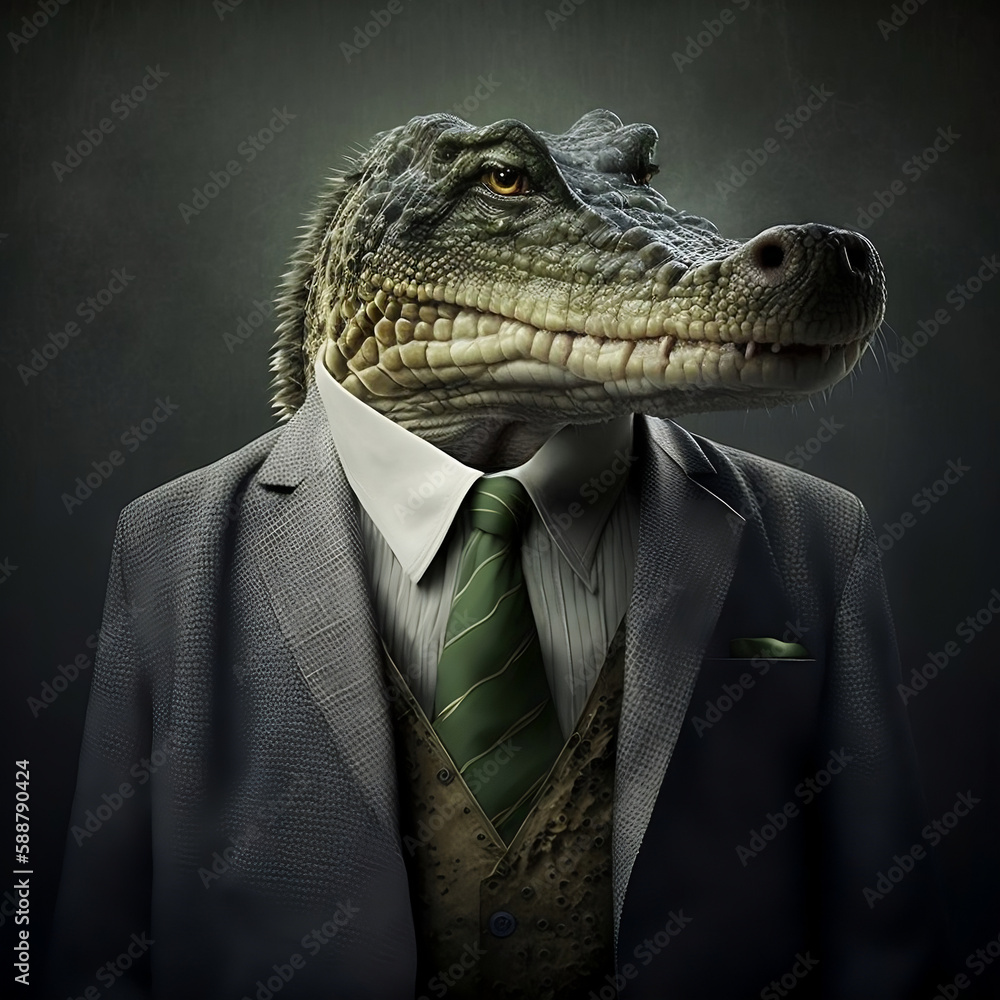 crocodile in the bussiness suit profesional
