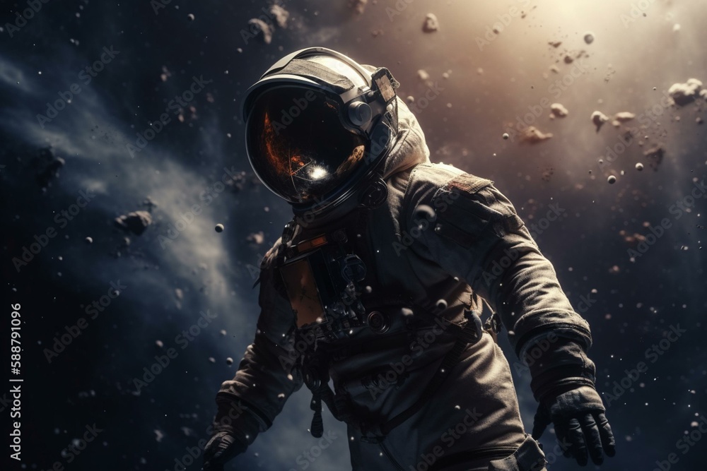 An astronaut exploring a deep space nebula Generative AI An astronaut exploring a deep space nebula Generative AI
