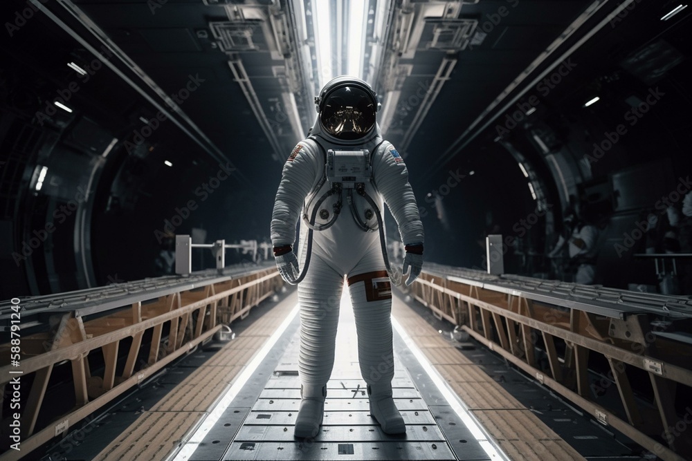 An astronaut standing on a platform, ready for launch Generative AI An astronaut standing on a platform, ready for launch Generative AI