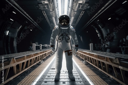 An astronaut standing on a platform, ready for launch Generative AI