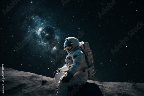 An astronaut looking up at a starry sky Generative AI