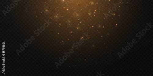 A flash of light and dust. Magic glow light effect. Vector glowing light glitter abstract background. Camera effect. 