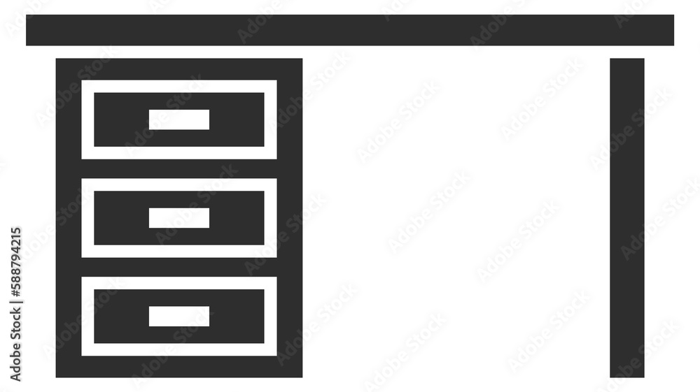 Desk with drawers black icon. Table symbol. House furniture Desk with drawers black icon. Table symbol. House furniture