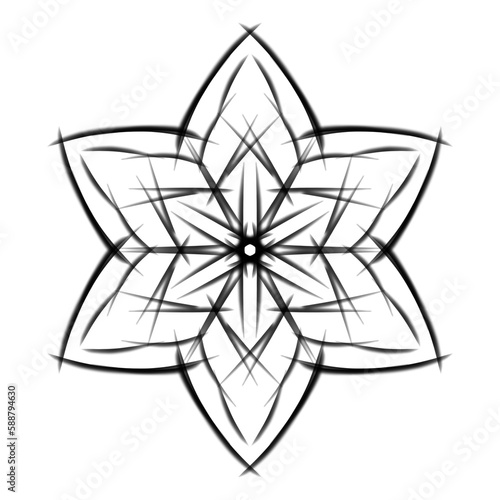 Quadro em tela Abstract modern geometric floral shape circular symmetric pattern design in blac