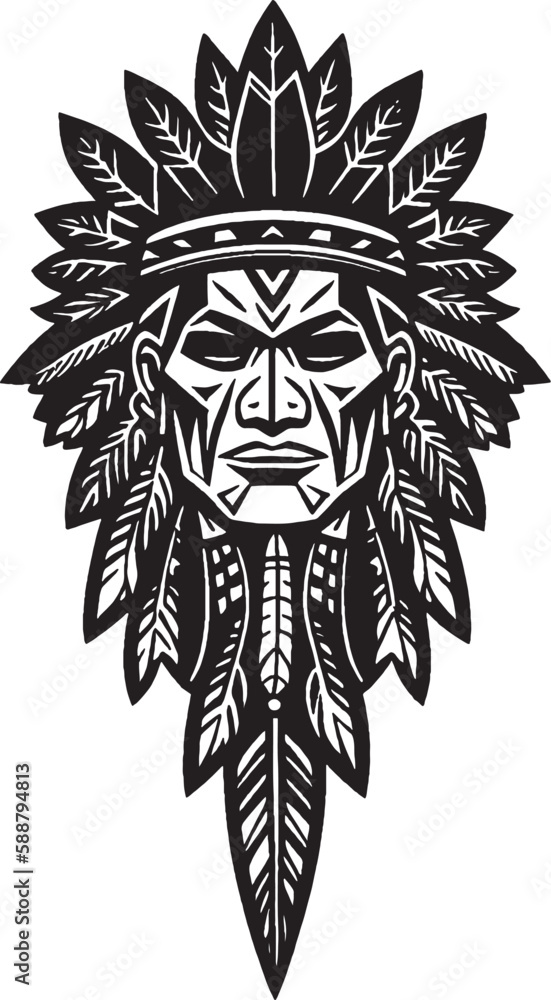 Fototapeta premium Native American Indian Tattoo. Native Vector Tattoo