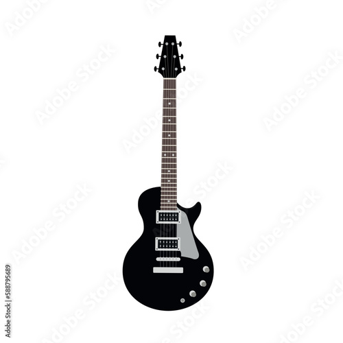 Black electric guitar isolated on white background. Vector stock