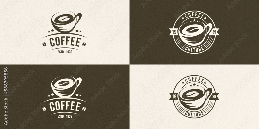 Coffee, coffee shop logo template monogram vintage