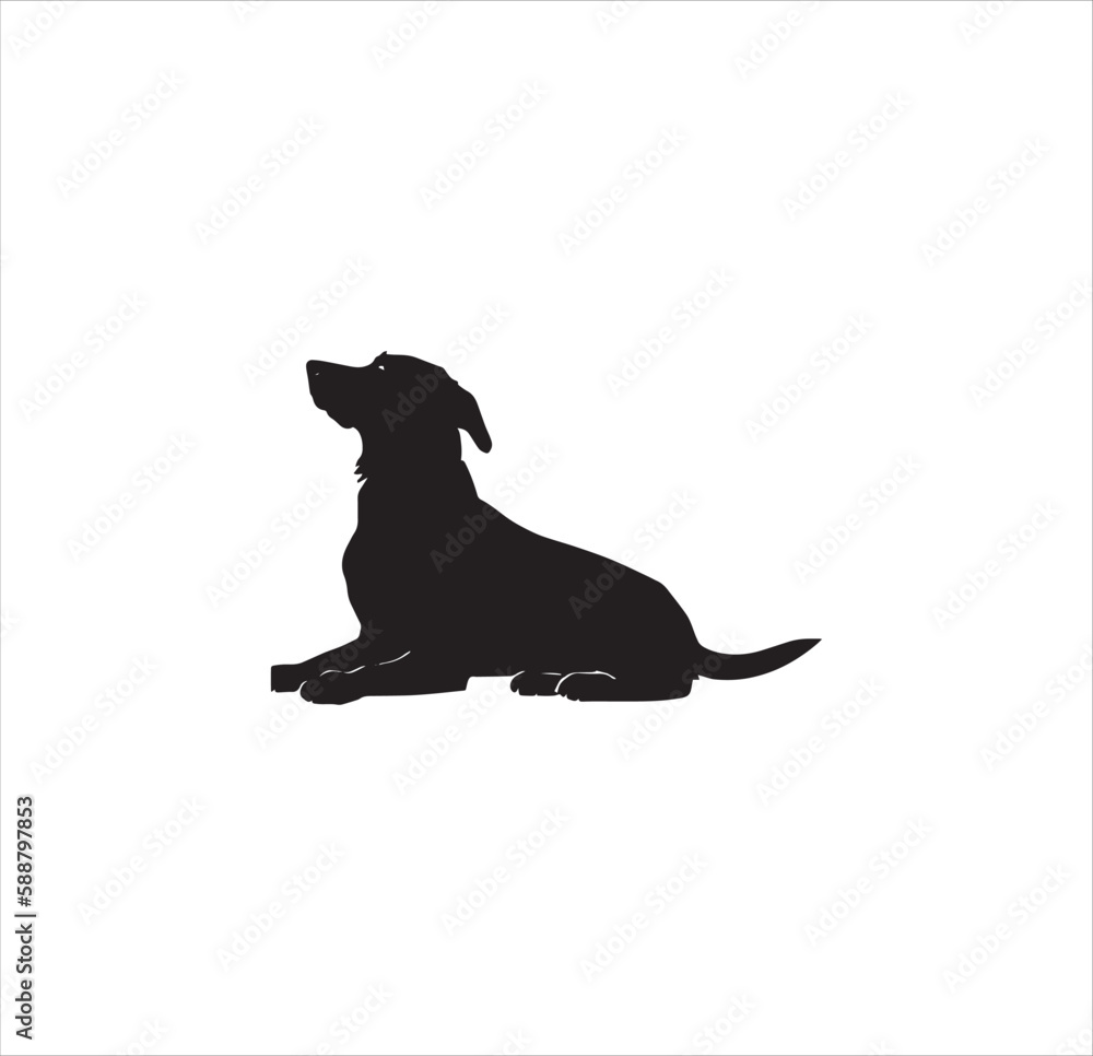 A cute sitting dog silhouette vector art.