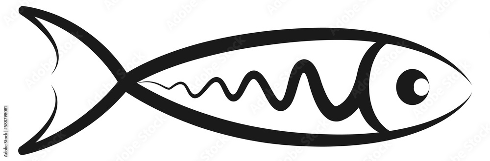 Fish icon. Stylized animal drawing. Marine animal symbol Fish icon. Stylized animal drawing. Marine animal symbol