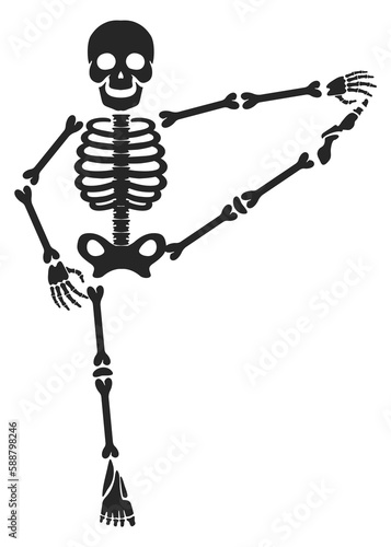 Comic skeleton dancing. Funny human bones mascot