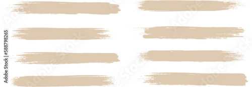 Beige brush stroke set isolated on background. Paint brush stroke vector for ink paint, grunge design element, dirt banner, watercolor design, dirty texture. Trendy brush stroke, vector illustration