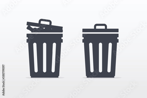 Garbage bin icons. Stock vector illustration. 