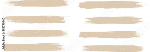 Beige brush stroke set isolated on background. Paint brush stroke vector for ink paint, grunge design element, dirt banner, watercolor design, dirty texture. Trendy brush stroke, vector illustration