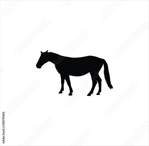 A cute standing horse silhouette vector art