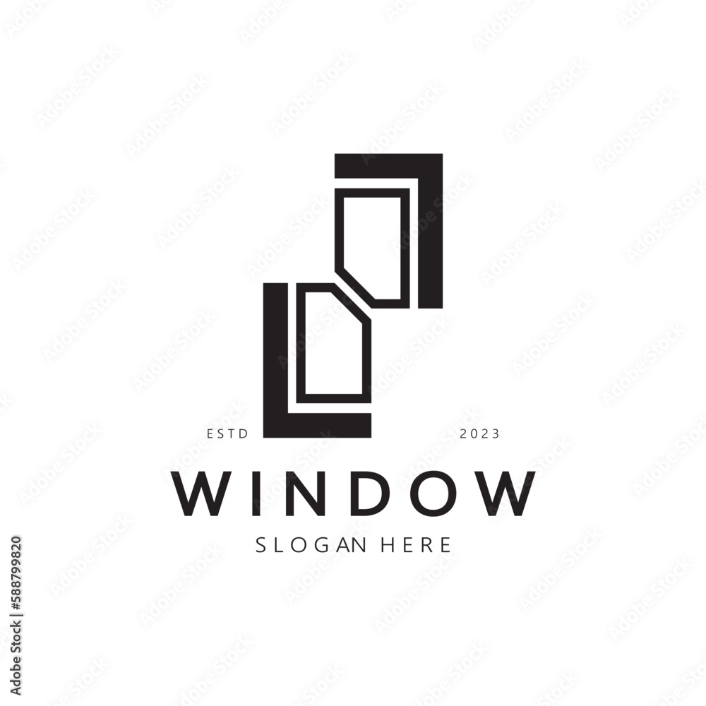simple window logo, design for, interior, construction, architecture, property business, vector