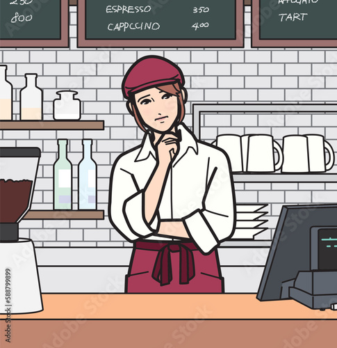 カフェ　女性店員　困る　店内