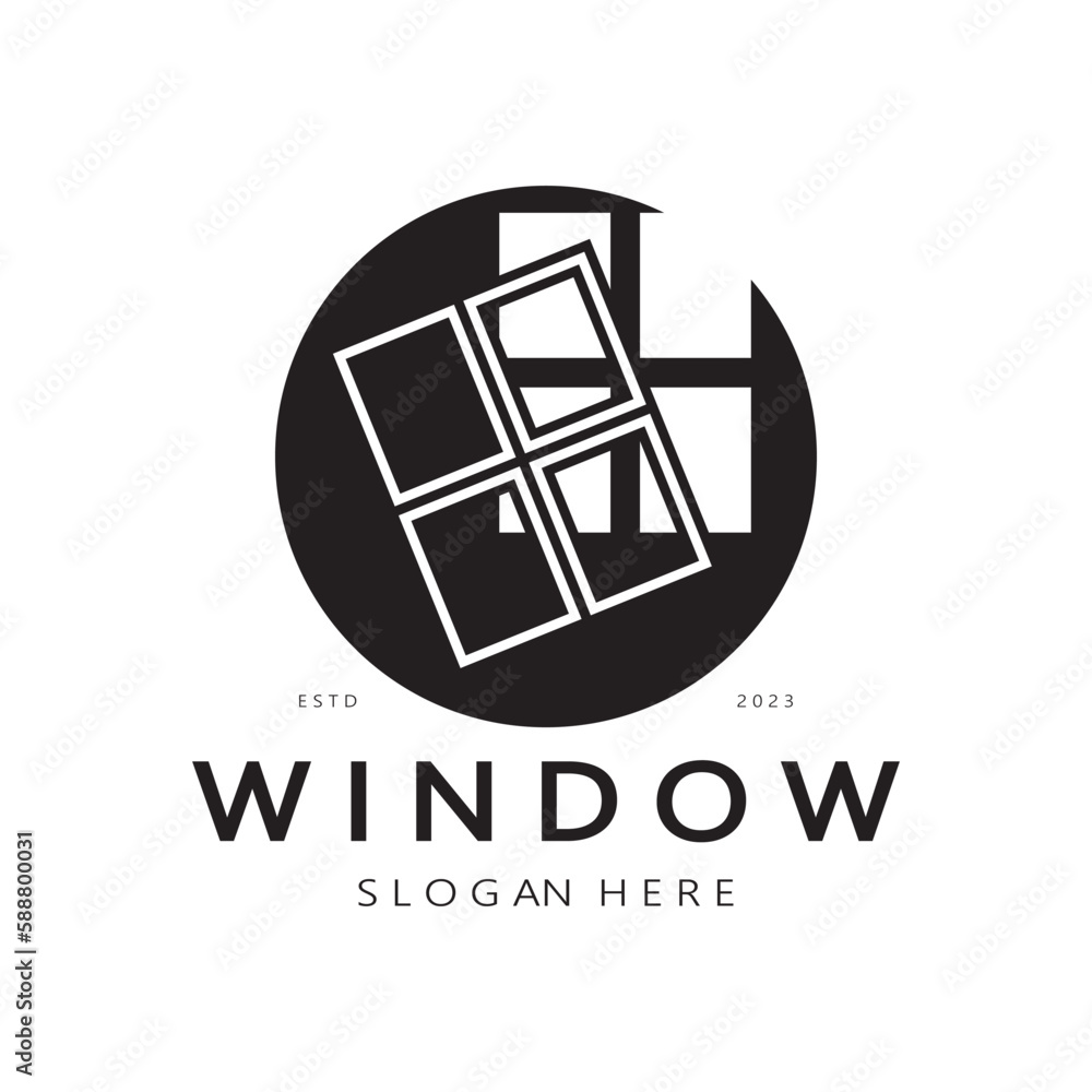 simple window logo, design for, interior, construction, architecture, property business, vector simple window logo, design for, interior, construction, architecture, property business, vector