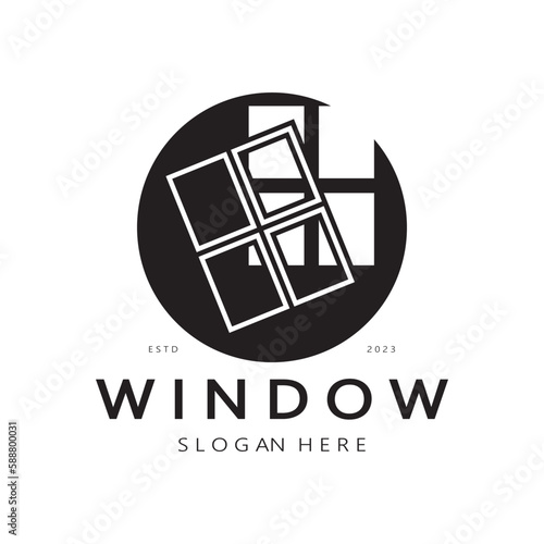 simple window logo, design for, interior, construction, architecture, property business, vector
