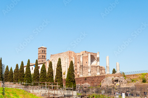 The Temple of Venus and Roma (Templum Veneris et Romae) on the Velian Hill. Rome, Italy. Largest temple in ancient Rome, dedicated in 141AD by Emperor Hadrian.
