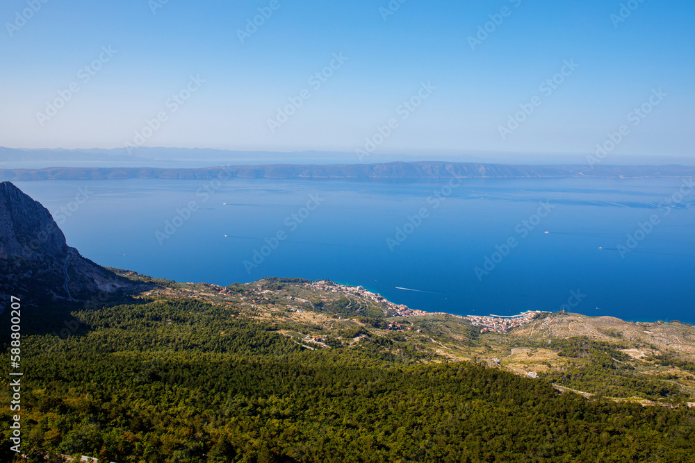 Beautiful landscape view on Makarska Riviera in Croatia on sunny summer day.