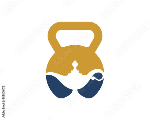 Aladdin lamp inside the gym kettle bell logo