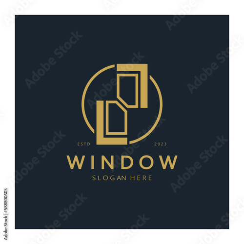simple window logo, design for, interior, construction, architecture, property business, vector