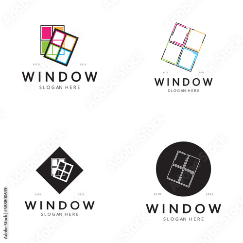 simple window logo, design for, interior, construction, architecture, property business, vector