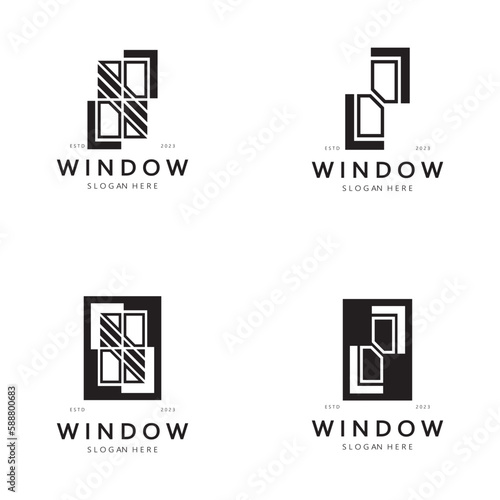 simple window logo, design for, interior, construction, architecture, property business, vector